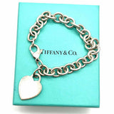 Tiffany & Co. 925 Sterling Silver Chain Heart Bracelet