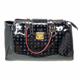 ARCADIA Black Turnlock Signature Patent Leather Tote