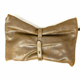Brunello Cucinelli Brown Rectangle Scrunch Leather Clutch