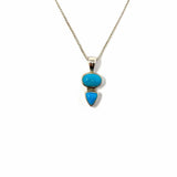Estate .925 Sterling Silver Teal Pendant Geometric Turquoise Necklace