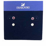 Swarovski White Pink Stud Crystal & Amethyst Earring Set