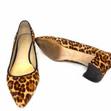 Ann Taylor Women's Black Brown Size 8 Block Heel Calf Hair Leopard Pumps
