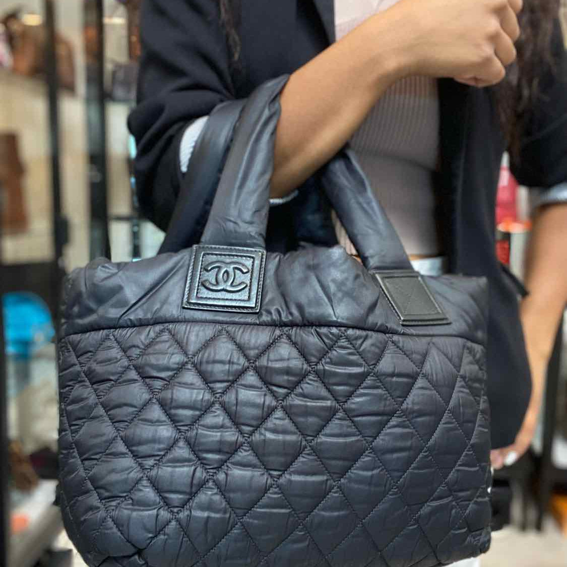 Chanel 2014 Coco Cacoon Nylon Black Quilted Made in Italy Tote