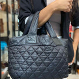 Chanel 2014 Coco Cacoon Nylon Black Quilted Made in Italy Tote