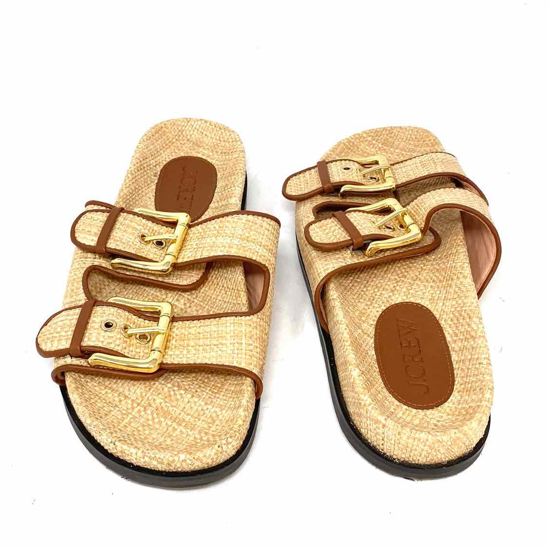 J Crew Marlow Women's Beige Size 8.5 Buckle Raffia Sandals
