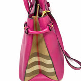 Burberry Banner Magenta Pebbled Leather Tote