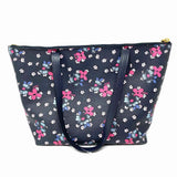 Coach Coated Canvas Navy Zip Top Floral Tote
