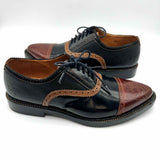 John Fluevog Edda Men's Black Brown Size 11.5 Oxford Leather Color Block Loafers