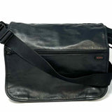 TUMI XL Black Leather Messenger Bag