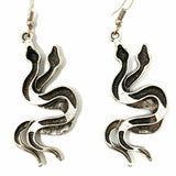 Metal Silver Tone Serpant Snakes Earrings