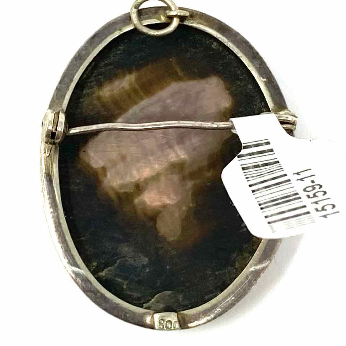Estate 800 Continental Silver Oval 1.5" CAMEO Brooch