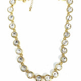 Statement Gold Tone White Round 19.5" Jewel Necklace