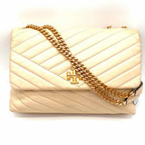 Tory Burch Kira Beige Flap Quilted Leather Shoulder Bag
