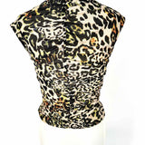AFRM Women's Beige Black Size S/P Ruched Mesh Leopard Print Sleeveless