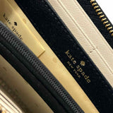 Kate Spade Cream Black Zip-Around Bow Saffiano Leather Wallet