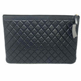 Chanel 2017-18 Boy O Case Black Quilted Lamb Leather Made in Italy Clutch