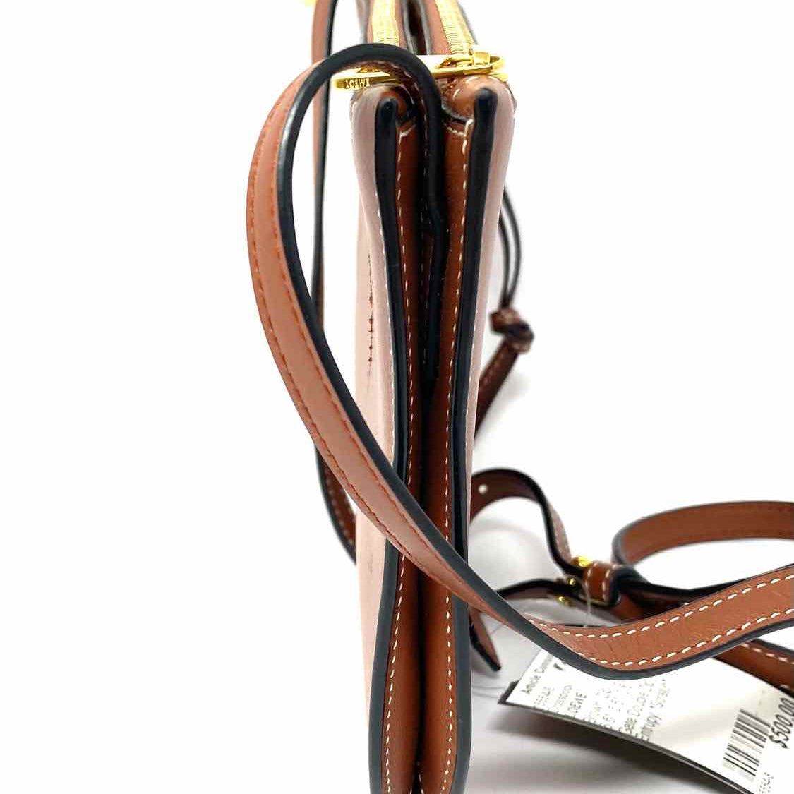 LOEWE Gate Double Zip Pouch Brown Zip Leather Crossbody