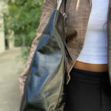 REBECCA MINKOFF Buckle Up Black Leather Tote