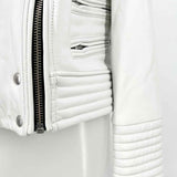 IRO Rojan Women's White Size 38/6 Asymmetrical Leather Moto Jacket