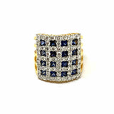 Estate Sapphire Diamond size 5 18K Gold Square Ring