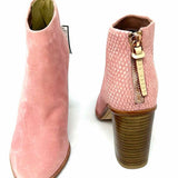 Ted Baker Azaila Women's Pink Size 39/8.5 Block Heel Suede Textured Bootie