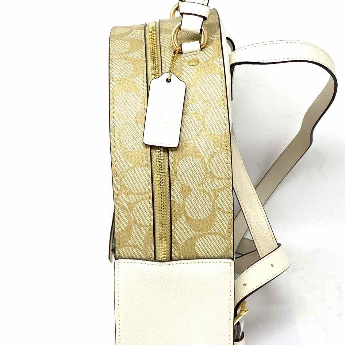 Coach Jordyn Beige Color Block Signature Leather BackPack