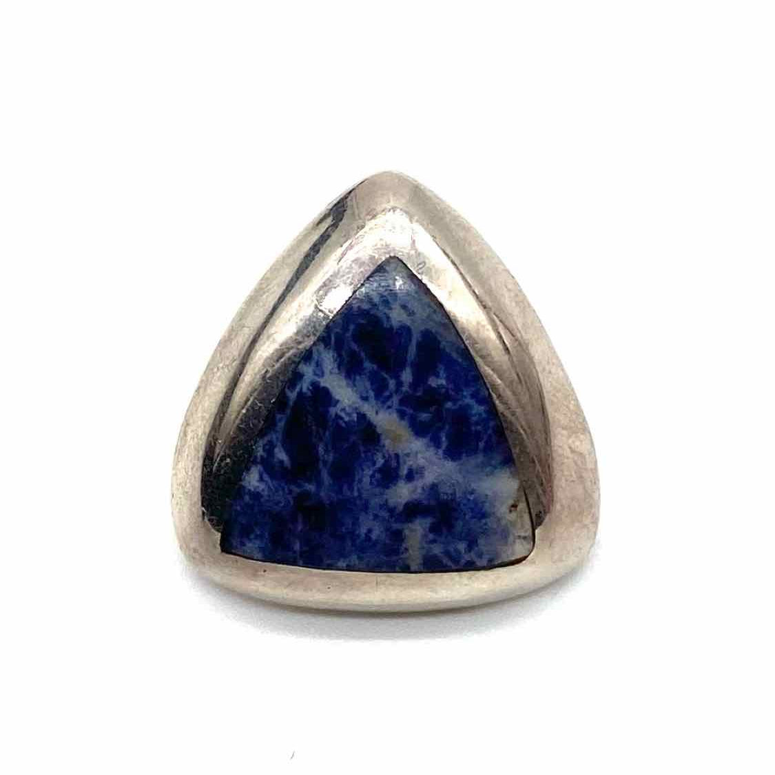 Mexico 925 Sterling Silver Blue Triangle Inlay Sodalite Earrings