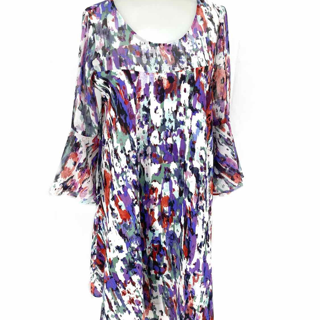 paper crown Women's Purple Size SP 3/4 Sleeve Abstract Dress