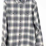 Roark Men's Gray Blue Size M Button Down Flannel Plaid Long Sleeve Shirt