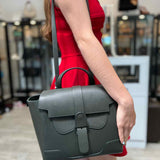 Senreve Midi Maestra Forest Green Pebbled Leather Convertible Backpack Satchel