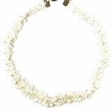 Vintage Beaded White Choker 14" Floral Necklace