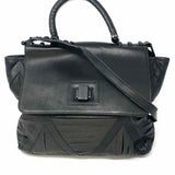 L.A.M.B. Khasi Black Top Handle Geometric Leather Messenger Bag