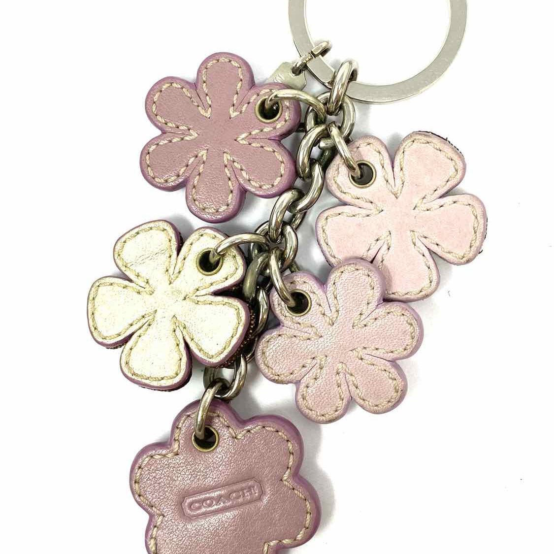 Coach Rare Vintage Purple Gray Charm Flower Key Chain