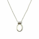EXEX Designs Vintage Sterling Silver Pendant 18" Oval Mother of Pearl Necklace