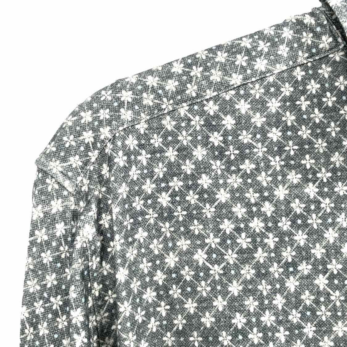 Emanuel Berg Men's Steel Gray Size XL Floral Button Down Long Sleeve Shirt
