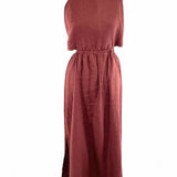 Beyond Yoga Women's Brown Size M Halter Linen Open Back Dress