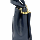 Chanel Navy Blue Quilted Grained Leather Made in Italy Tote