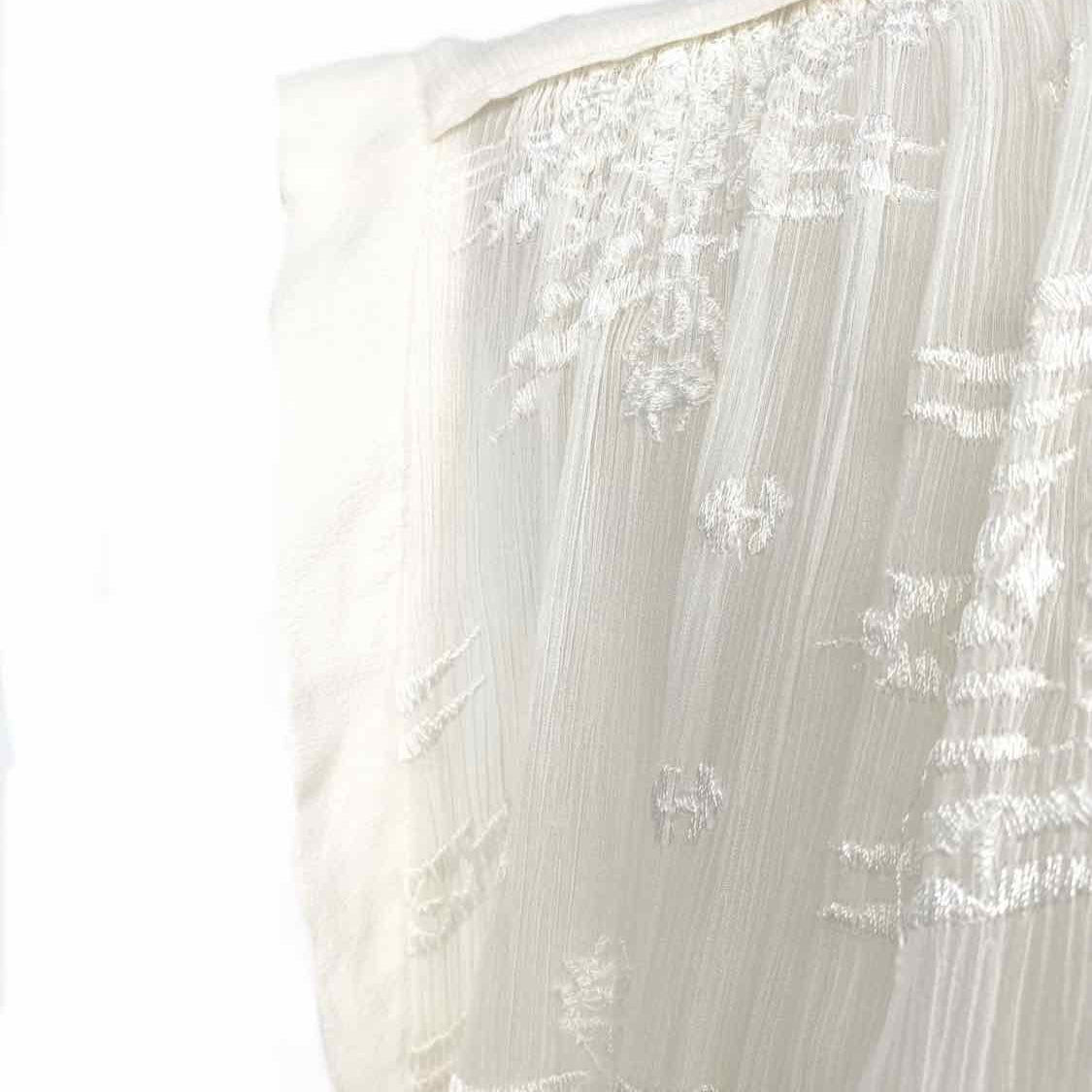 Rebecca Taylor Women's White Size 6/S 1/4 Button Silk Embroidered Sleeveless