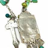 Statement Teal Silver Tone Beaded Pendant Necklace