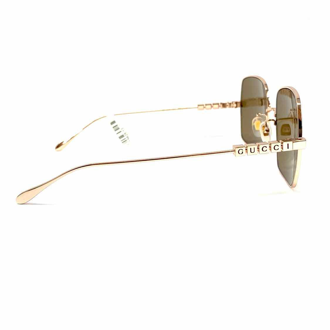 Gucci Metal Rose Gold Tone Square GG1434S Sunglasses