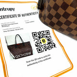 LOUIS VUITTON Neverfull MM w/ Pochette Coated Canvas Brown Damier Ebene Tote