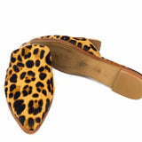 Madewell Women's Black Brown Size 7.5 Flat Calf Hair Leopard Print Mules