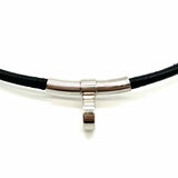 Hermes Kite Leather Black Silver Tone Choker 17 in Necklace