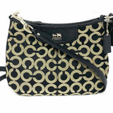 Coach Madison Canvas Black Beige Zip Signature Crossbody