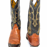 Tony Lama Men's Black Brown Shoe Size 12 Cowboy Leather Color Block Boots