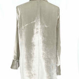 Vince Women's Silver Size S Button Down Velvet Long Sleeve