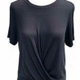 Marine Layer Women's Black Size L Crew CrissCross Short Sleeve Top