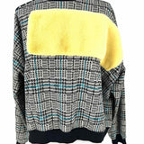 ARTISTA Women's Gray Yellow Size M/L Crew Houndstooth Sweatshirt