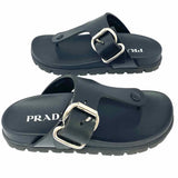 Prada Women's Black Size 37/6.5 Thong Buckle Sandals