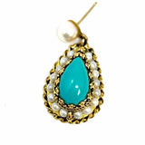 Berman & Co 14K Yellow Gold Teardrop Filigree Turquoise Earring & Ring Set
